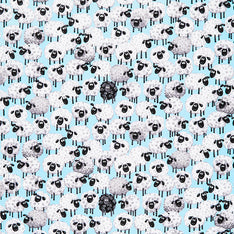 Lewe the Ewe - Allover Sheep Light Blue Yardage Primary Image