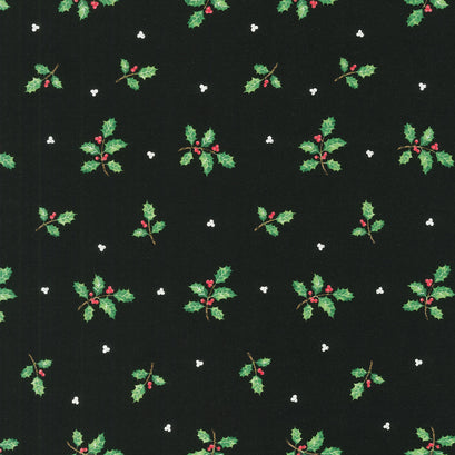 Cardinal Christmas - Holly Toss Black Multi Yardage