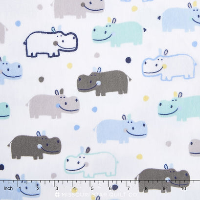 Cuddle® Prints - Happy Hippo Baby Blue 60" Minky Yardage