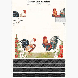 Garden Gate Roosters - Apron Multi Panel