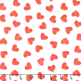 Be Mine Valentine - Candy Hearts White Yardage