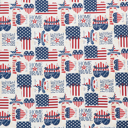 Hearts' Anthem - Patriotic Toss Cream Yardage