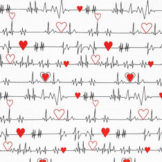 Calling All Nurses - Heart Beat White Yardage Primary Image