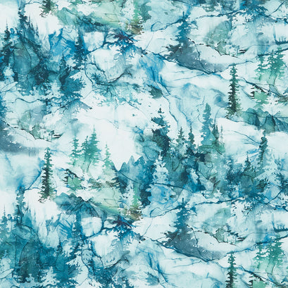 Northern Peaks - Dense Forest Dark Blue Yardage