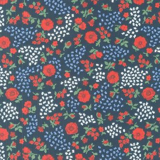 Sabrina - Flower Bed Indigo Yardage