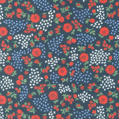 Sabrina - Flower Bed Indigo Yardage