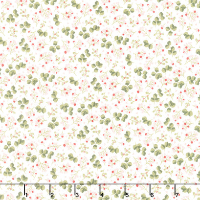 Yuletide Forest - Berry Sprigs Cream Yardage