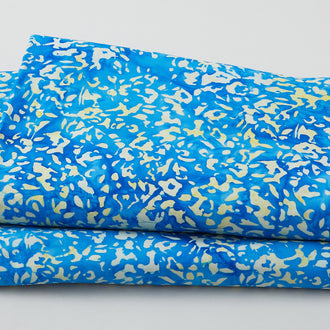 Canary Blue Baliscapes Batiks - Lined Leaves Canary 5 Yard Cut