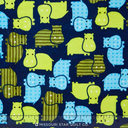 Cuddle® Prints - Urban Zoologie Hippo Midnight 60" Minky Yardage