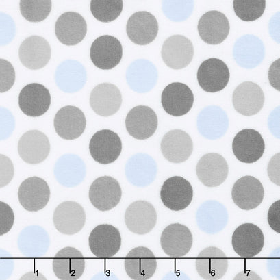 Cuddle® Classic Mod Dot - Baby Blue/Silver 60" Minky Yardage