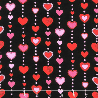 Love Me Do - Beaded Hearts Black Yardage