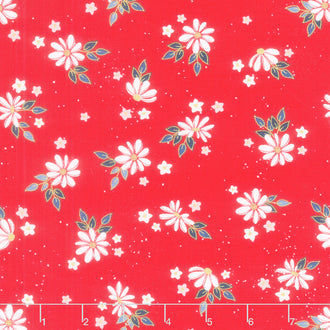 Sweet Freedom - Summer Flowers Red Sparkle Yardage