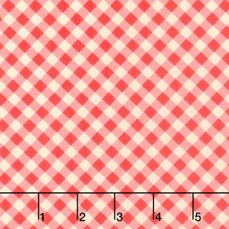 Cherry Pie - Vintage Diagonal Gingham Cherry Yardage