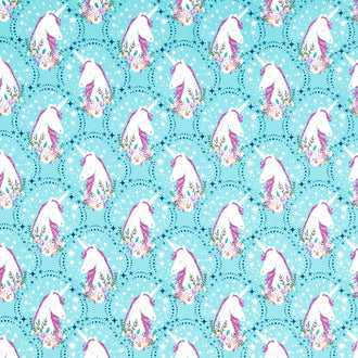 Unicorn Dreams - Unicorn Portrait Turquoise Yardage