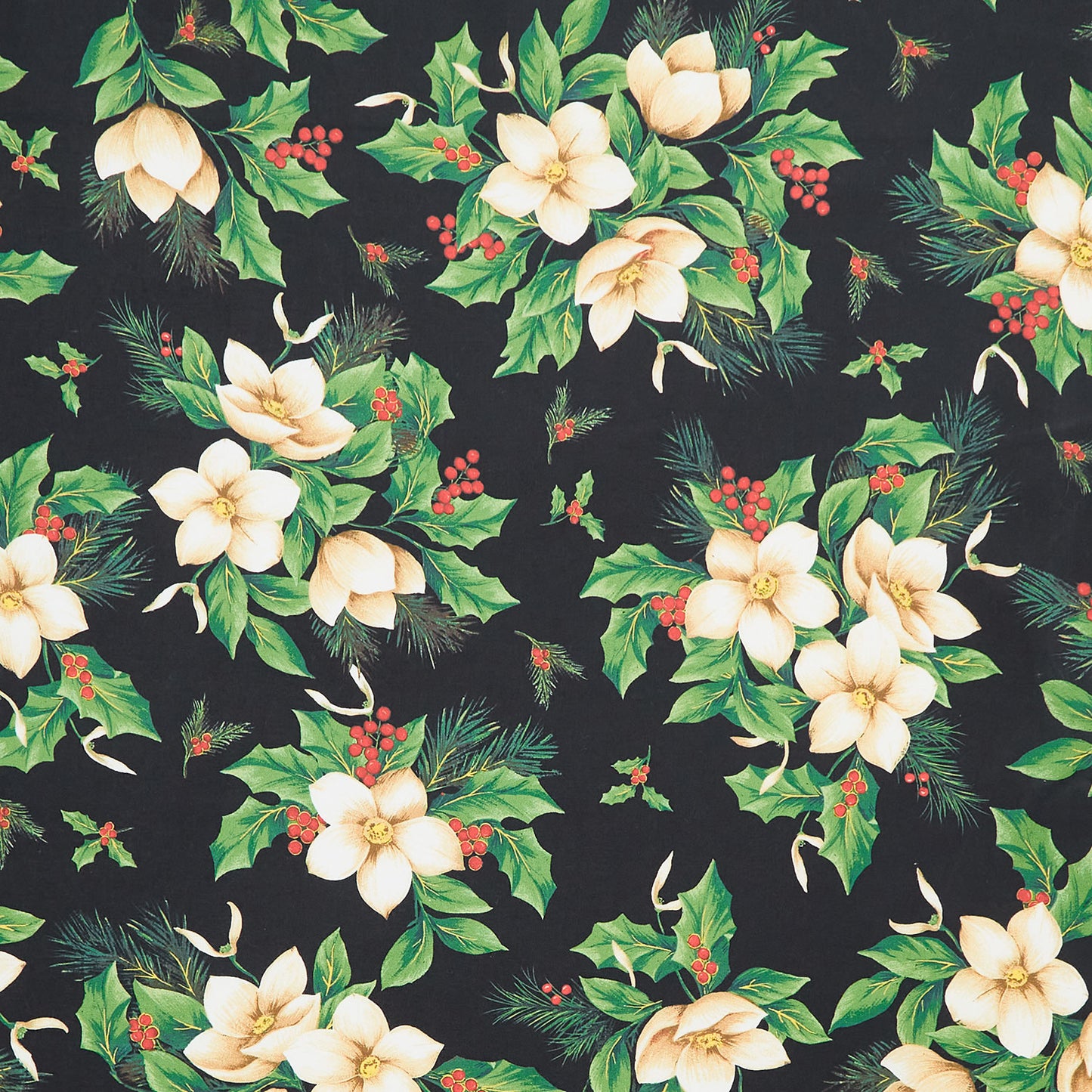 108" Quilt Back (Windham) - Christmas Blooms 108" Wide Backing Black Primary Image