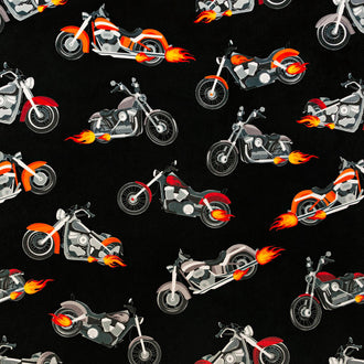 Cuddle® Prints - Born To Ride Black Digitally Printed Minky Yardage