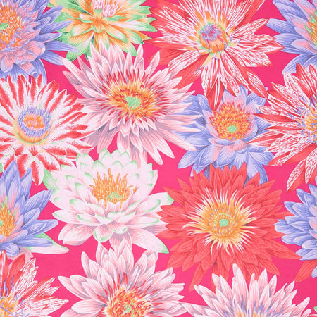 Kaffe Fassett Collective - August 2023 Tropical Water Lilies Red Yarda