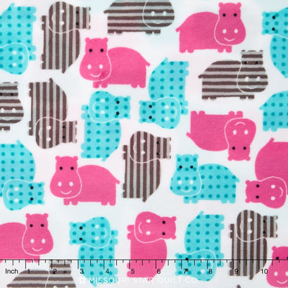 Cuddle® Prints - Urban Zoologie Hippo Fuchsia 60" Minky Yardage