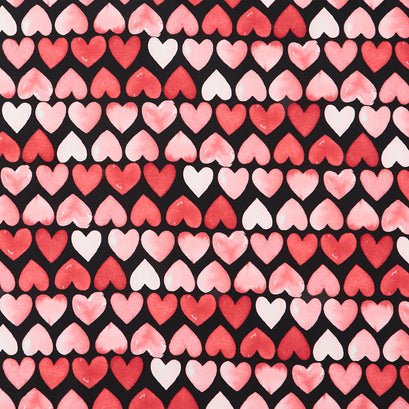 My Valentine - Hearts Black Yardage