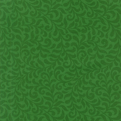 Cardinal Christmas - Scroll Green Yardage