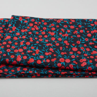 Digital Designs - Red Flowers Blue 2 Yard Cut