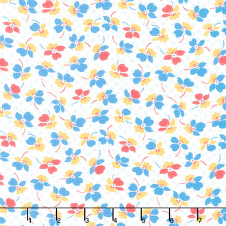 Franny’s Flowers - Floral Net Blue Yardage