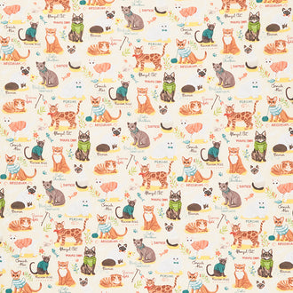 Cats - Cat Breeds Chart Beige Yardage