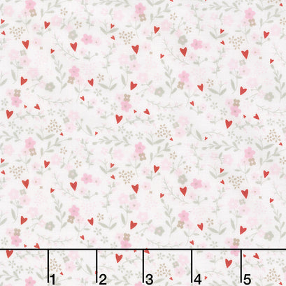 Guess How Much I Love You - Pink Heart Floral Pink Yardage