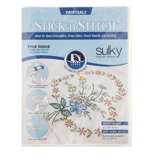 Stick N Stitch Self Adhesive Wash Away Stabilizer Twelve sheets of