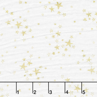 Embrace - Double Gauze Starry Night Gold Metallic Yardage