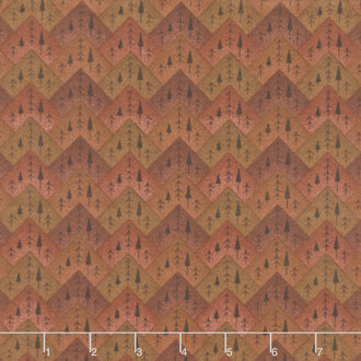 The Mountains are Calling - Tree Mountain Zig Zag Rust Flannel Yardage