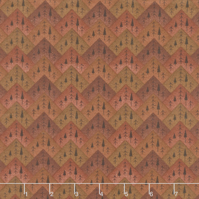 The Mountains are Calling - Tree Mountain Zig Zag Rust Flannel Yardage