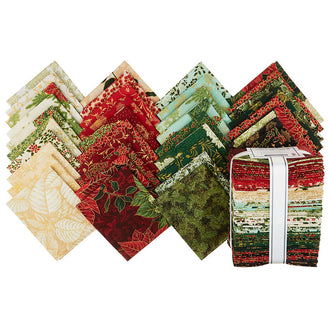 Holiday Flourish - Snow Flower Gold Colorstory Metallic Fat Quarter Bundle