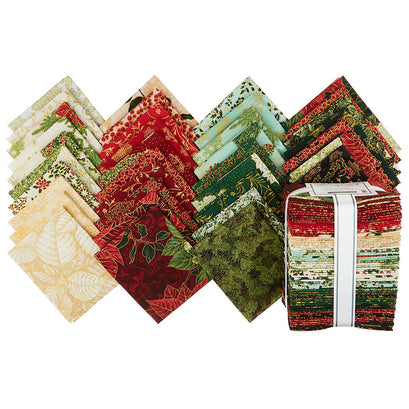 Holiday Flourish - Snow Flower Gold Colorstory Metallic Fat Quarter Bundle