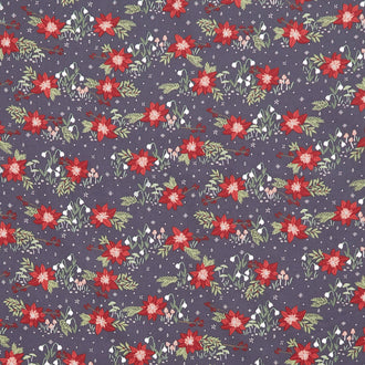 Yuletide Forest - Floral Charcoal Yardage