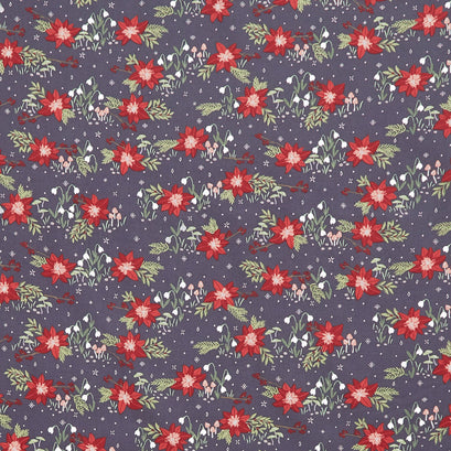 Yuletide Forest - Floral Charcoal Yardage