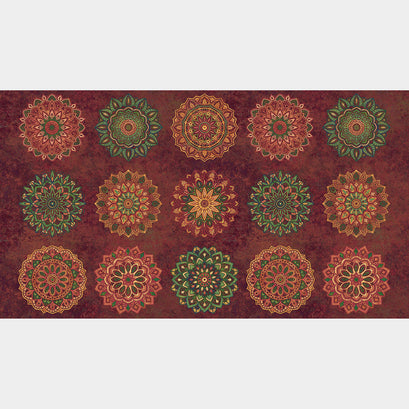 Stonehenge - Marrakech Spice Colorway Mandala Blocks Red Multi Panel