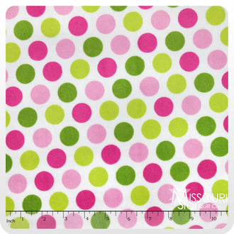 Cuddle® Classic Mod Dot - Hot Pink/Jade 60" Minky Yardage