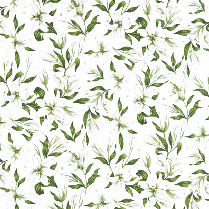 Spring Awakening - Lilies White Multi Yardage