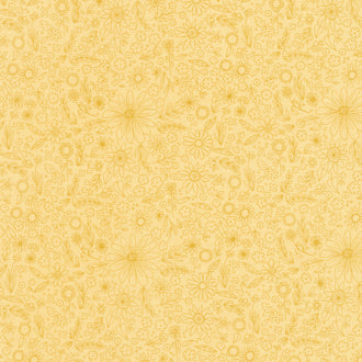 Homemade - Outlined Flowers Sunshine Yardage