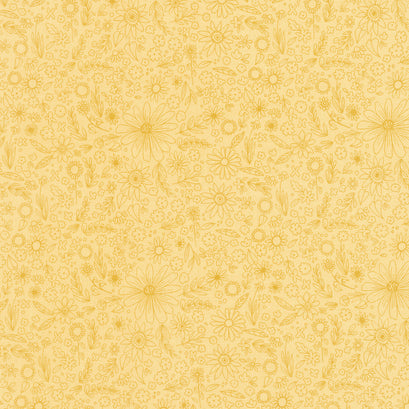 Homemade - Outlined Flowers Sunshine Yardage