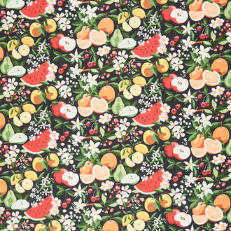 Fruit Loop - Fruit Flowers Black Currant Yardage