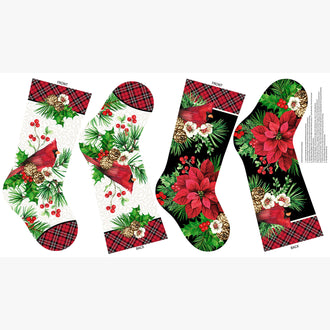 Cardinal Christmas - Stocking White Multi Panel