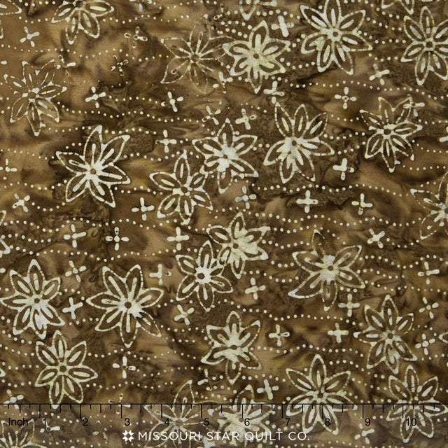 Primo Batiks - Desert Sky Flower and Mini Dot Waves Brown Yardage Primary Image