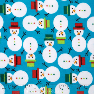 Cuddle® Prints - Snowmen Dark Turquoise 60" Minky Yardage