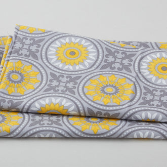 Yellow Gray Medallions One Yard Cut