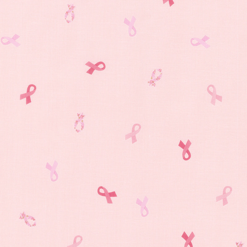 Strength in Pink - Ribbons Blush Yardage Primary Image