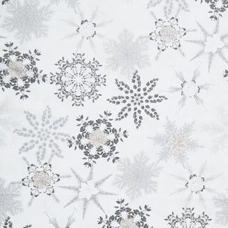 Holiday Flourish - Snow Flower Taupe Colorstory Snowflakes Blanc Metallic Yardage