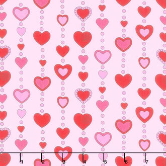 Love Me Do - Beaded Hearts Pink Yardage