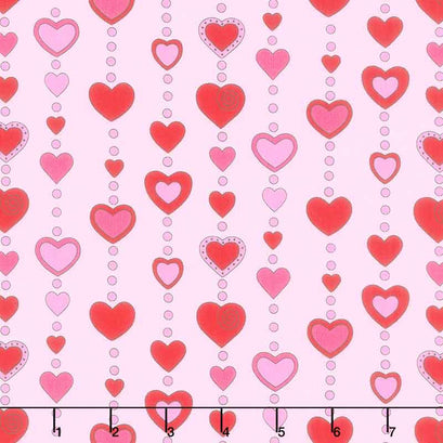 Love Me Do - Beaded Hearts Pink Yardage